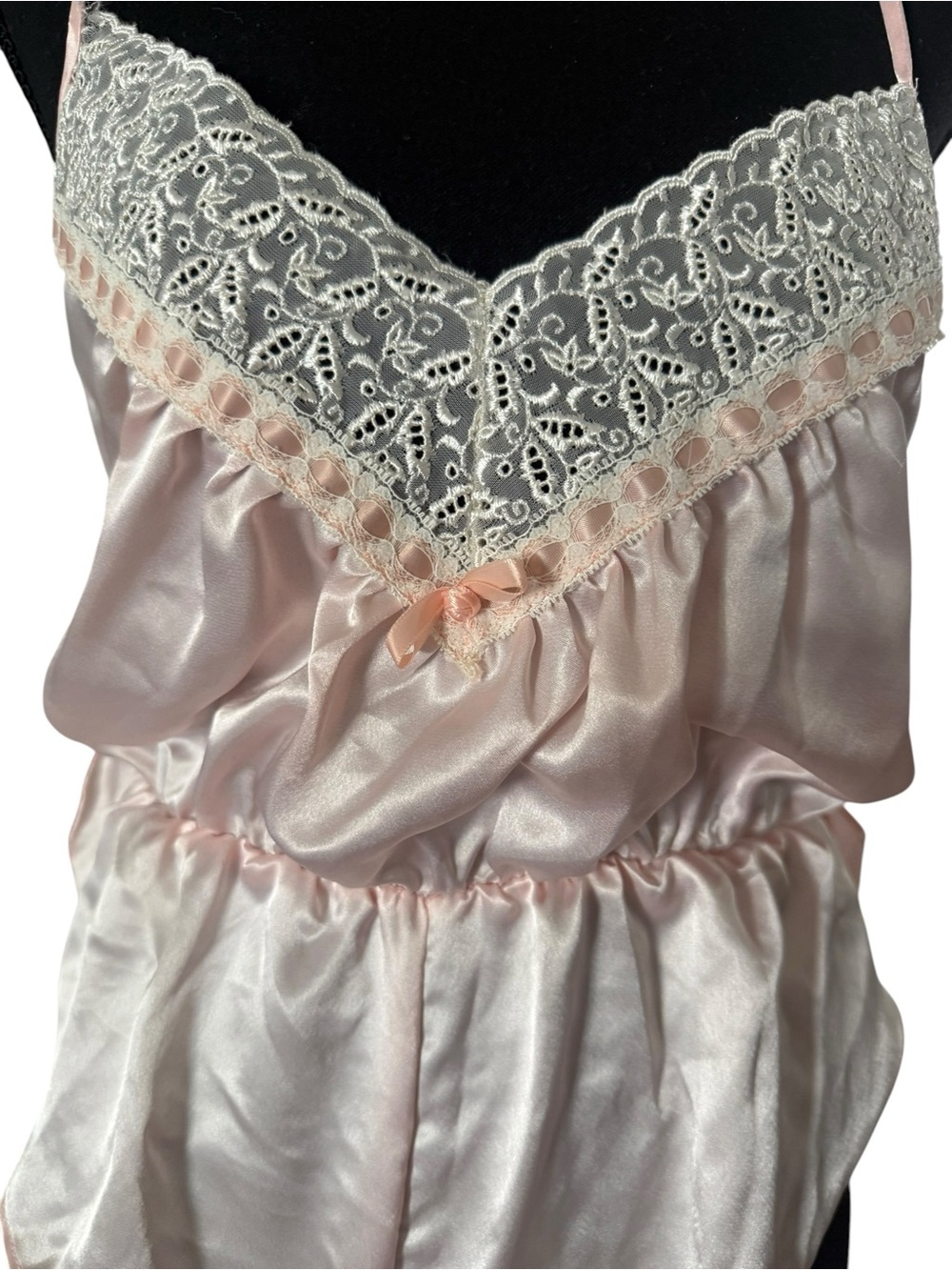 Val Mode VINTAGE Pink Satin Lace Nightie   ROBE  Size Small Lingerie - NO BELT S - Picture 8 of 14
